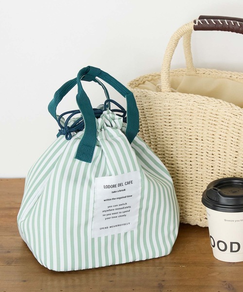 BONLECILL Marche(ボンルシールマルシェ)の「【BONLECILL Marche】《保冷/保温》アソート柄保冷巾着ランチバッグ(トートバッグ・レディース・ベージュ/ブラック/グリーン系その他/レッド系その他/ブルー系1・FREE)」の4枚目の写真