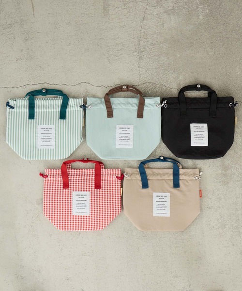 BONLECILL Marche(ボンルシールマルシェ)の「【BONLECILL Marche】《保冷/保温》アソート柄保冷巾着ランチバッグ(トートバッグ・レディース・ベージュ/ブラック/グリーン系その他/レッド系その他/ブルー系1・FREE)」の6枚目の写真