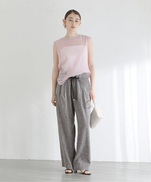 La TOTALITE(ラトータリテ)の「《追加》【洗える】リボンワイドパンツ(スラックス・レディース・ブラックミックス・36/38)」の7枚目の写真