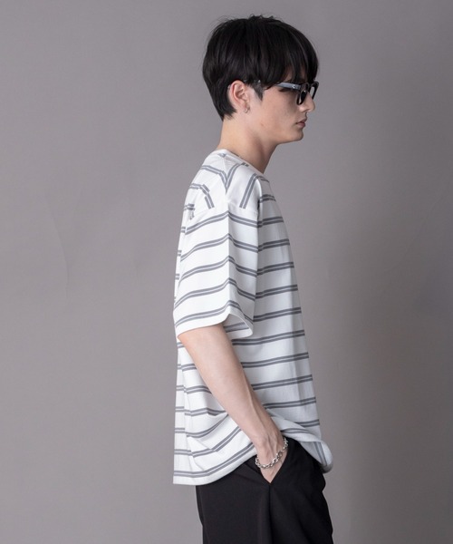BROWNY(ブラウニー)の「BROWNY/【26年春夏新作】接触冷感マルチボーダーT(Tシャツ/カットソー・メンズ・ブラック/ホワイト・LARGE/MEDIUM)」の16枚目の写真