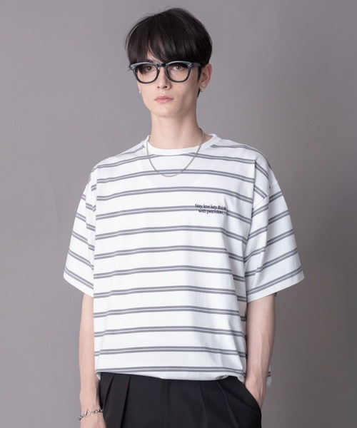 BROWNY(ブラウニー)の「BROWNY/【26年春夏新作】接触冷感マルチボーダーT(Tシャツ/カットソー・メンズ・ブラック/ホワイト・LARGE/MEDIUM)」の6枚目の写真