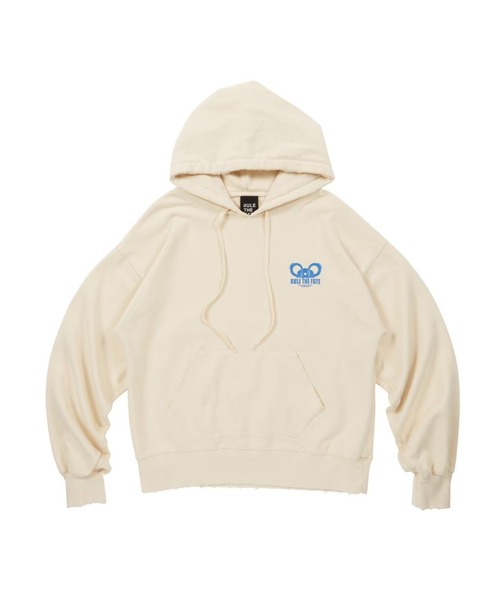RULE THE FATE(ルールザフェイト)の「RTF MOUSE DAMAGE HOODIE/マウスダメージスウェットフーディー(スウェット・メンズ・ベージュ/ブラック・2/1)」の1枚目の写真