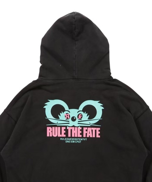 RULE THE FATE(ルールザフェイト)の「RTF MOUSE DAMAGE HOODIE/マウスダメージスウェットフーディー(スウェット・メンズ・ベージュ/ブラック・2/1)」の5枚目の写真