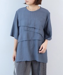 【M~5L】【接触冷感】ワッシャープリーツフリルブラウス