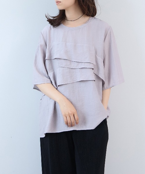 leswel(レスウェル)の「【M~5L】【接触冷感】ワッシャープリーツフリルブラウス(シャツ/ブラウス・レディース・チャコールグレー/パープル/カーキ・L/M/LL/4L/5L/3L)」の15枚目の写真