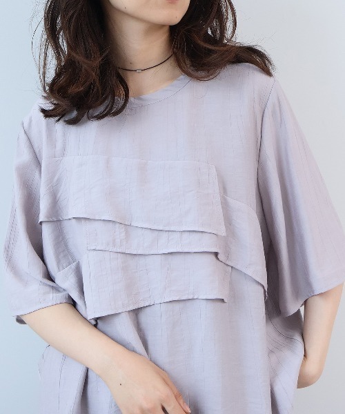 leswel(レスウェル)の「【M~5L】【接触冷感】ワッシャープリーツフリルブラウス(シャツ/ブラウス・レディース・チャコールグレー/パープル/カーキ・L/M/LL/4L/5L/3L)」の16枚目の写真