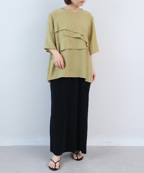 leswel(レスウェル)の「【M~5L】【接触冷感】ワッシャープリーツフリルブラウス(シャツ/ブラウス・レディース・チャコールグレー/パープル/カーキ・L/M/LL/4L/5L/3L)」の17枚目の写真