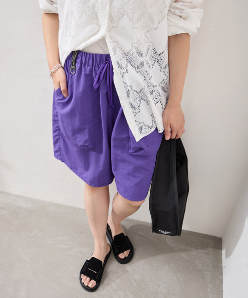 MANASTASH(マナスタッシュ)の「別注【MANASTASH/マナスタッシュ】 for JS NYLON SHORTS(その他パンツ・レディース・パープル系その他/ベージュ/ブラック・FREE)」の3枚目の写真