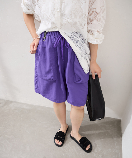 MANASTASH(マナスタッシュ)の「別注【MANASTASH/マナスタッシュ】 for JS NYLON SHORTS(その他パンツ・レディース・パープル系その他/ベージュ/ブラック・FREE)」の5枚目の写真