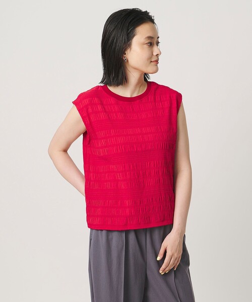 A DAY IN THE LIFE UNITED ARROWS(アデイインザライフユナイテッドアローズ)の「シャーリング ノースリーブプルオーバー <A DAY IN THE LIFE>(シャツ/ブラウス・レディース・ホワイト/ブラック/レッド・FREE)」の3枚目の写真