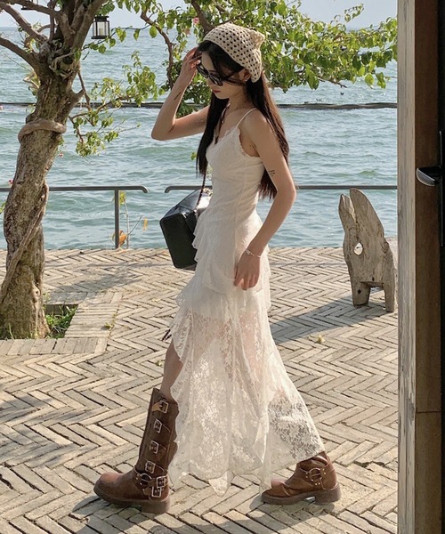 HALEY PESCA(ヘーリーペスカ)の「HALEY PESCA/レースティアード アシンメトリーキャミワンピース(ワンピース・レディース・ホワイト・MEDIUM/SMALL)」の2枚目の写真