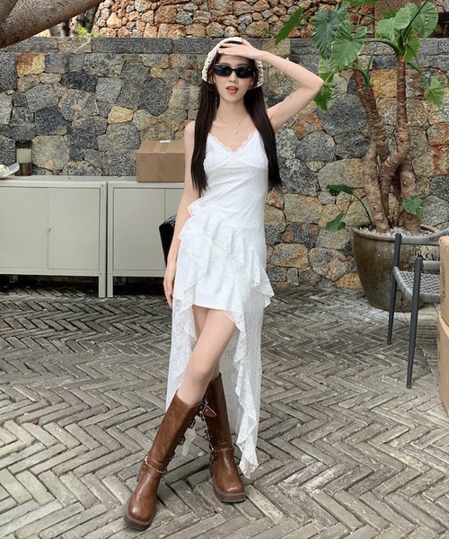 HALEY PESCA(ヘーリーペスカ)の「HALEY PESCA/レースティアード アシンメトリーキャミワンピース(ワンピース・レディース・ホワイト・MEDIUM/SMALL)」の5枚目の写真