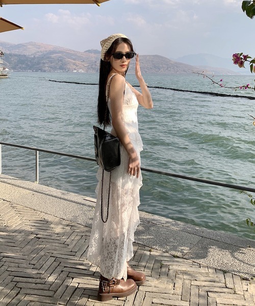 HALEY PESCA(ヘーリーペスカ)の「HALEY PESCA/レースティアード アシンメトリーキャミワンピース(ワンピース・レディース・ホワイト・MEDIUM/SMALL)」の6枚目の写真