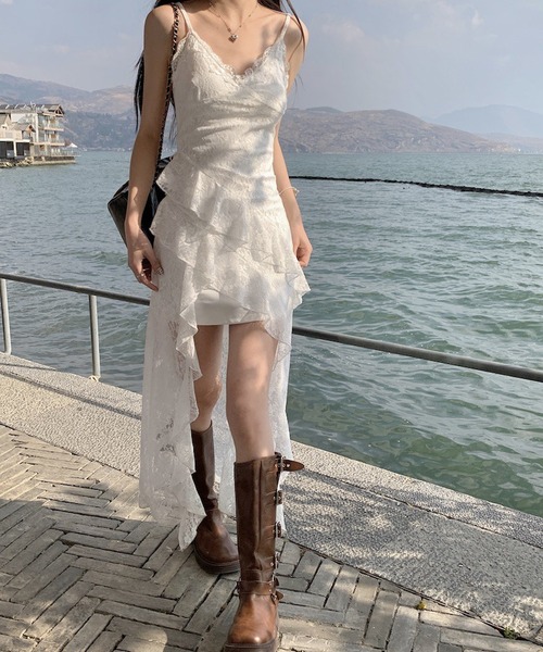 HALEY PESCA(ヘーリーペスカ)の「HALEY PESCA/レースティアード アシンメトリーキャミワンピース(ワンピース・レディース・ホワイト・MEDIUM/SMALL)」の8枚目の写真