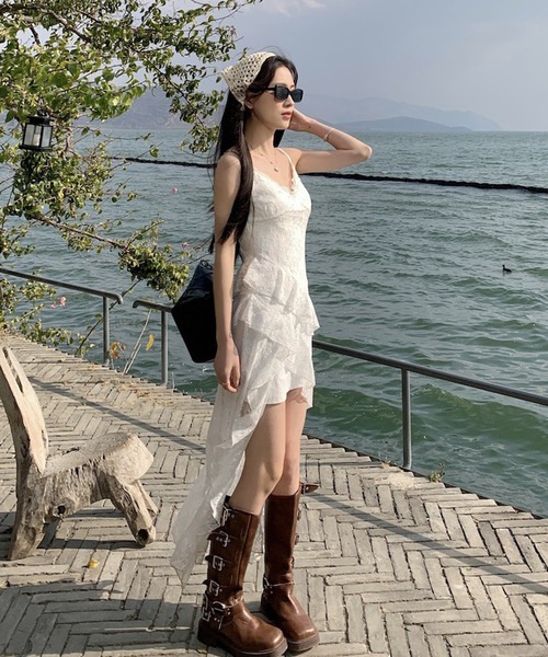 HALEY PESCA(ヘーリーペスカ)の「HALEY PESCA/レースティアード アシンメトリーキャミワンピース(ワンピース・レディース・ホワイト・MEDIUM/SMALL)」の10枚目の写真