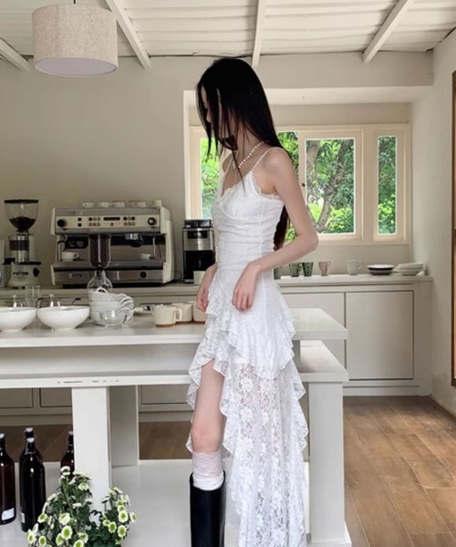 HALEY PESCA(ヘーリーペスカ)の「HALEY PESCA/レースティアード アシンメトリーキャミワンピース(ワンピース・レディース・ホワイト・MEDIUM/SMALL)」の14枚目の写真