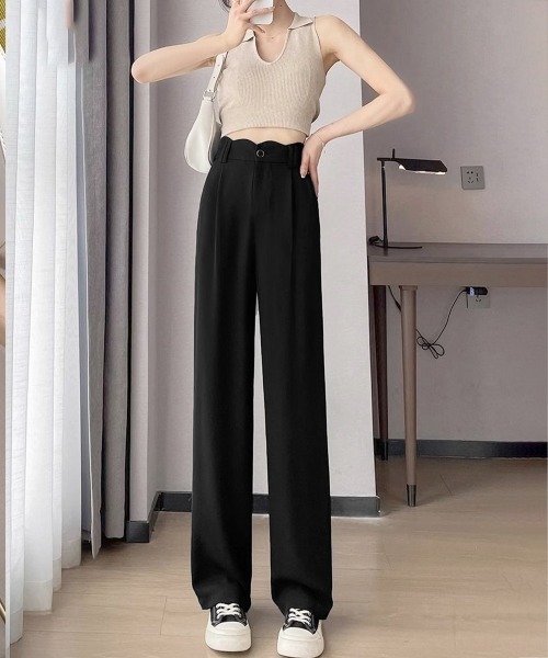 Miniministore（ミニミニストア）の「スラックスレディースタックワイドパンツ夏（スラックス・レディース・アイボリー/ダークグレー/ブラック・M/S/L）」の19枚目の写真