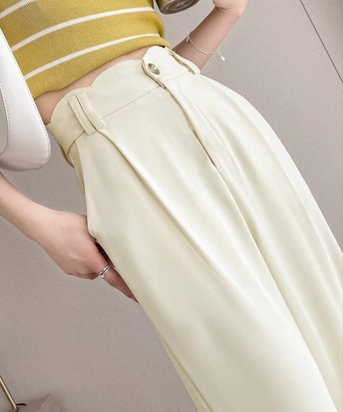 Miniministore（ミニミニストア）の「スラックスレディースタックワイドパンツ夏（スラックス・レディース・アイボリー/ダークグレー/ブラック・M/S/L）」の11枚目の写真