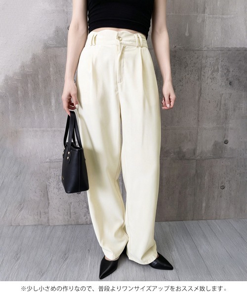 Miniministore（ミニミニストア）の「スラックスレディースタックワイドパンツ夏（スラックス・レディース・アイボリー/ダークグレー/ブラック・M/S/L）」の16枚目の写真