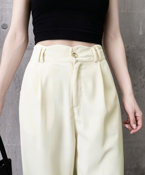 Miniministore（ミニミニストア）の「スラックスレディースタックワイドパンツ夏（スラックス・レディース・アイボリー/ダークグレー/ブラック・M/S/L）」の17枚目の写真