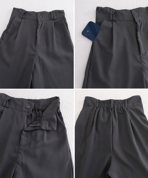 Miniministore（ミニミニストア）の「スラックスレディースタックワイドパンツ夏（スラックス・レディース・アイボリー/ダークグレー/ブラック・M/S/L）」の8枚目の写真