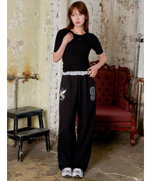 NINE CURVED SWEAT PANTS BLACK(FCG1PT734W)