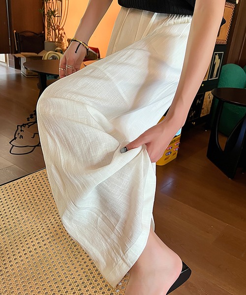 Girly Doll(ガーリードール)の「リネンライクタックワイドフレアパンツ(その他パンツ・レディース・ブラウン/ベージュ/ホワイト・L/M)」の12枚目の写真