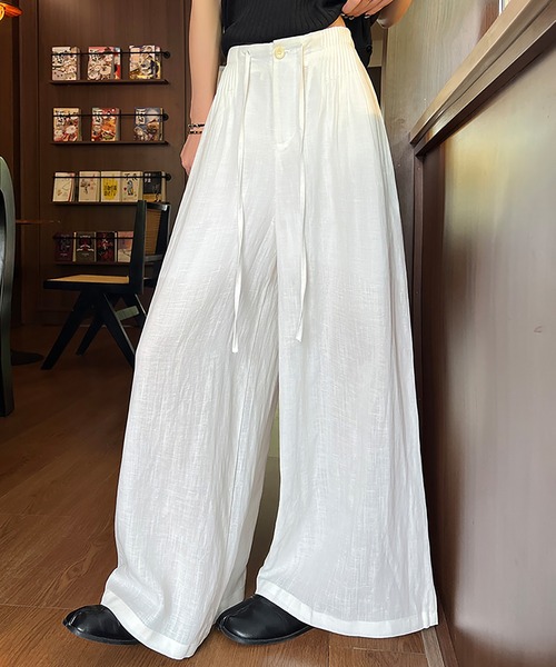 Girly Doll(ガーリードール)の「リネンライクタックワイドフレアパンツ(その他パンツ・レディース・ブラウン/ベージュ/ホワイト・L/M)」の15枚目の写真