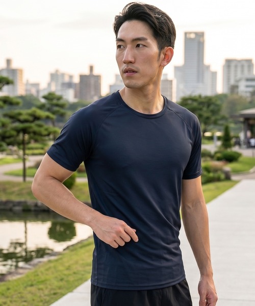 TETE(テット)の「接触冷感コンプレッションTシャツ/ストレッチ半袖Tシャツ(Tシャツ/カットソー・メンズ・ブラック/ネイビー/ブルー系その他/グレー系その他2・MEDIUM/LARGE/X-LARGE)」の1枚目の写真