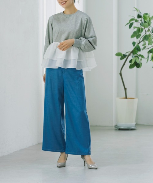 Sono（ソーノ）の「【SONO/ソーノ】[French Terry]  エアリーフローラルフリルプルオーバー（Tシャツ/カットソー・レディース・ブラック/グレー/ホワイト・F）」の7枚目の写真