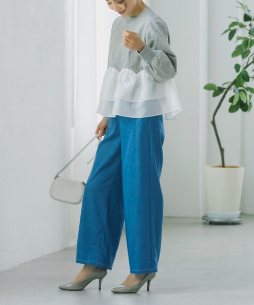 Sono（ソーノ）の「【SONO/ソーノ】[French Terry]  エアリーフローラルフリルプルオーバー（Tシャツ/カットソー・レディース・ブラック/グレー/ホワイト・F）」の8枚目の写真