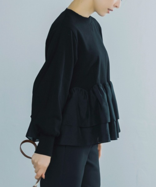 Sono（ソーノ）の「【SONO/ソーノ】[French Terry]  エアリーフローラルフリルプルオーバー（Tシャツ/カットソー・レディース・ブラック/グレー/ホワイト・F）」の10枚目の写真