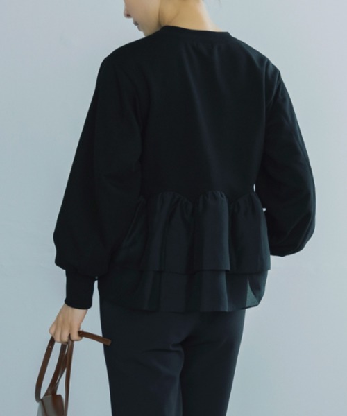 Sono（ソーノ）の「【SONO/ソーノ】[French Terry]  エアリーフローラルフリルプルオーバー（Tシャツ/カットソー・レディース・ブラック/グレー/ホワイト・F）」の11枚目の写真