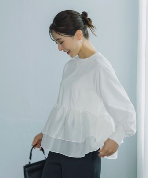 Sono（ソーノ）の「【SONO/ソーノ】[French Terry]  エアリーフローラルフリルプルオーバー（Tシャツ/カットソー・レディース・ブラック/グレー/ホワイト・F）」の15枚目の写真