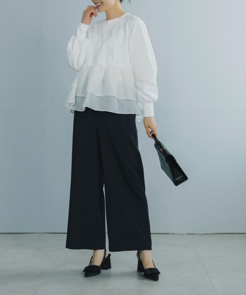 Sono（ソーノ）の「【SONO/ソーノ】[French Terry]  エアリーフローラルフリルプルオーバー（Tシャツ/カットソー・レディース・ブラック/グレー/ホワイト・F）」の17枚目の写真