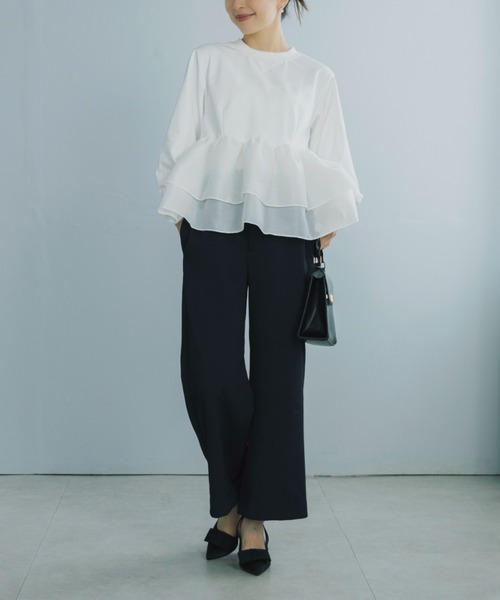 Sono（ソーノ）の「【SONO/ソーノ】[French Terry]  エアリーフローラルフリルプルオーバー（Tシャツ/カットソー・レディース・ブラック/グレー/ホワイト・F）」の19枚目の写真