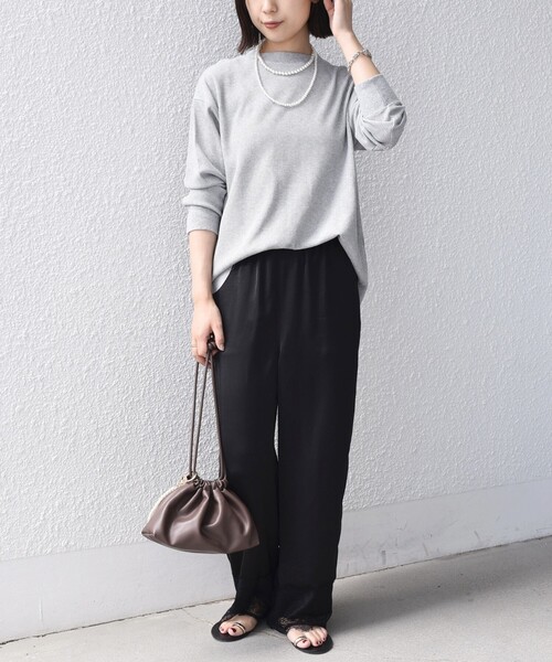 SHIPS Colors(シップス カラーズ)の「〈手洗い可能〉TC ワッフル ボートネック トップス◇(Tシャツ/カットソー・レディース・ブラック/グレー/オフホワイト・ONE SIZE)」の12枚目の写真