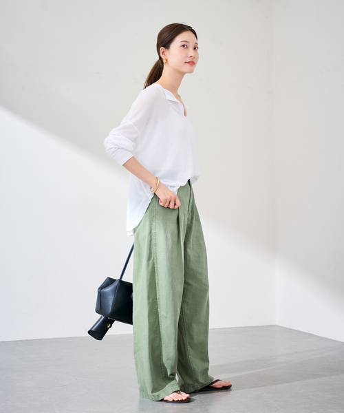 FRAMeWORK(フレームワーク)の「GARMENT DYEDカーブパンツ(その他パンツ・レディース・サックスブルー/グリーン・36/38/40)」の4枚目の写真