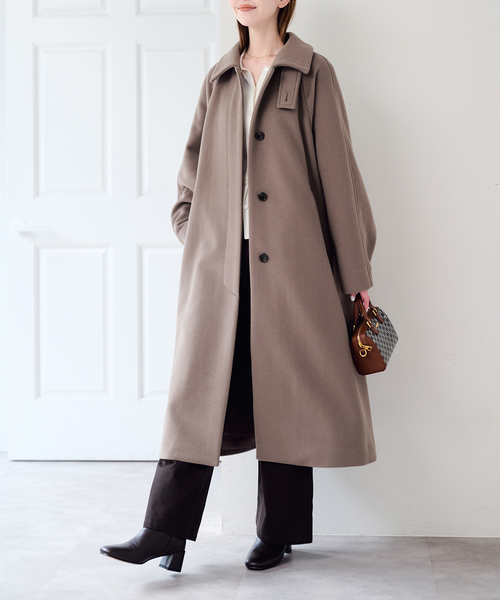 U by SPICK&SPAN(ユーバイスピックアンドスパン)の「マオカラーロングコート(その他アウター・レディース・ネイビー/モカ・36/38)」の1枚目の写真