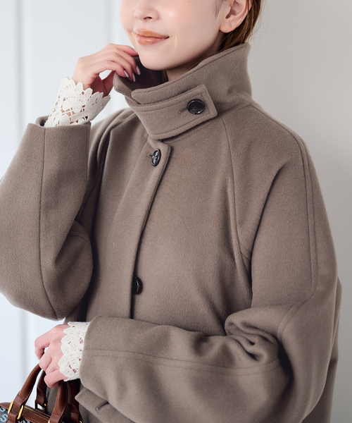 U by SPICK&SPAN(ユーバイスピックアンドスパン)の「マオカラーロングコート(その他アウター・レディース・ネイビー/モカ・36/38)」の3枚目の写真