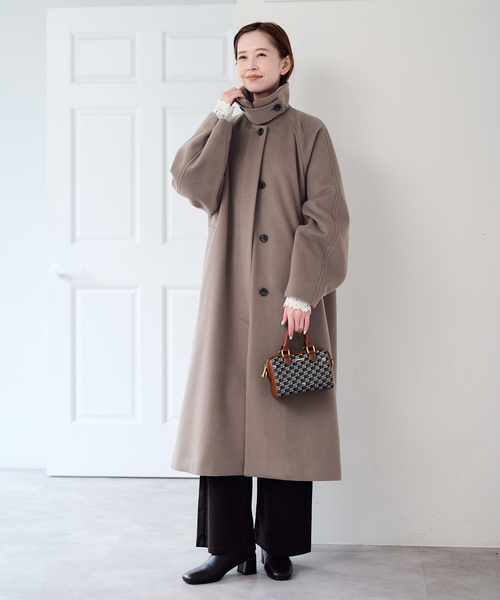 U by SPICK&SPAN(ユーバイスピックアンドスパン)の「マオカラーロングコート(その他アウター・レディース・ネイビー/モカ・36/38)」の4枚目の写真