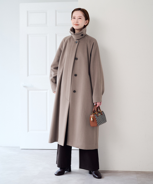 U by SPICK&SPAN(ユーバイスピックアンドスパン)の「マオカラーロングコート(その他アウター・レディース・ネイビー/モカ・36/38)」の6枚目の写真
