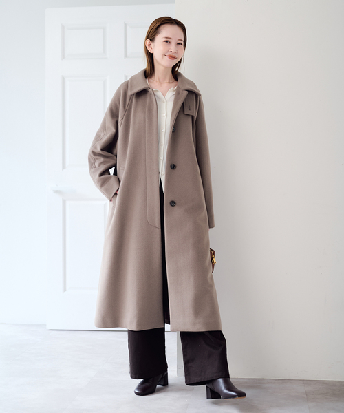 U by SPICK&SPAN(ユーバイスピックアンドスパン)の「マオカラーロングコート(その他アウター・レディース・ネイビー/モカ・36/38)」の8枚目の写真