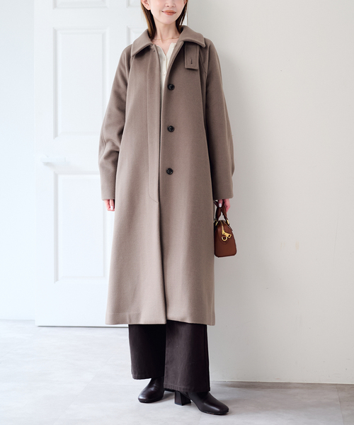 U by SPICK&SPAN(ユーバイスピックアンドスパン)の「マオカラーロングコート(その他アウター・レディース・ネイビー/モカ・36/38)」の9枚目の写真