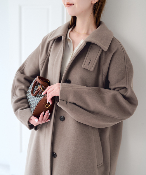 U by SPICK&SPAN(ユーバイスピックアンドスパン)の「マオカラーロングコート(その他アウター・レディース・ネイビー/モカ・36/38)」の11枚目の写真