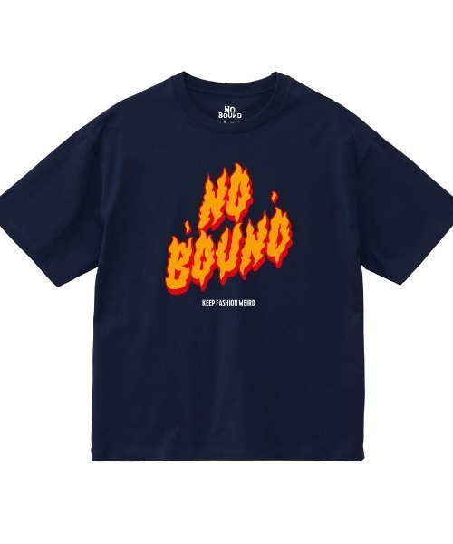 NOBOUND(ノーバウンド)の「NOBOUND(ノーバウンド) 半袖Tシャツ レディース ユニセックス ファイヤーロゴ プリント ビッグシルエット Tシャツ 半袖 トップス カットソー ストリート カジュアル(Tシャツ/カットソー・レディース・ホワイト/ブラック/パープル/ネイビー・S)」の4枚目の写真