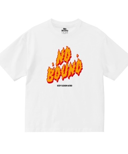 NOBOUND(ノーバウンド)の「NOBOUND(ノーバウンド) 半袖Tシャツ レディース ユニセックス ファイヤーロゴ プリント ビッグシルエット Tシャツ 半袖 トップス カットソー ストリート カジュアル(Tシャツ/カットソー・レディース・ホワイト/ブラック/パープル/ネイビー・S)」の2枚目の写真