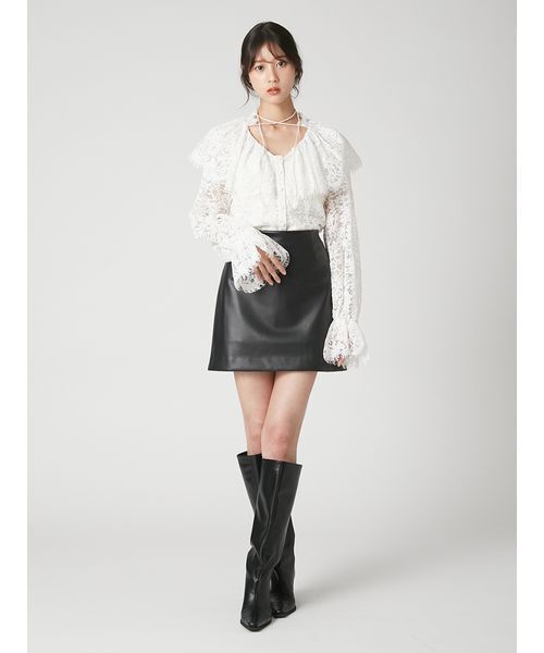 FRAY I.D（フレイアイディー）の「ラッフルカラーレースブラウス（シャツ/ブラウス・レディース・ホワイト/ブラック/ライトブルー・F）」の12枚目の写真