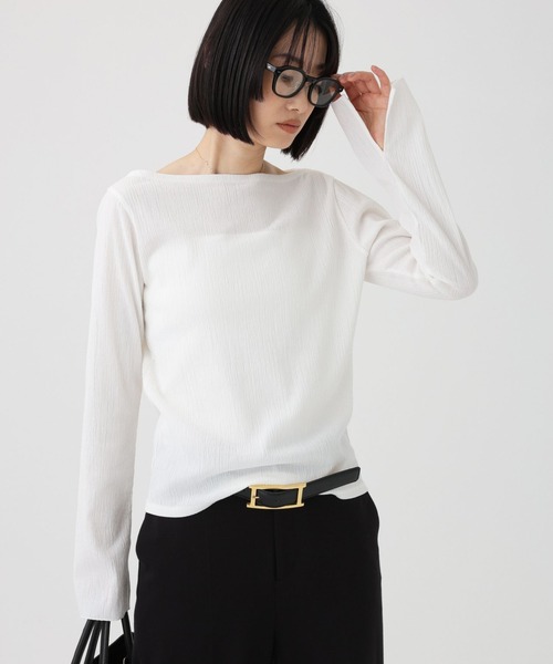 BABYLONE(バビロン)の「クレープジャージープルオーバー(Tシャツ/カットソー・レディース・ブラック/オフホワイト/レッド・フリー)」の2枚目の写真