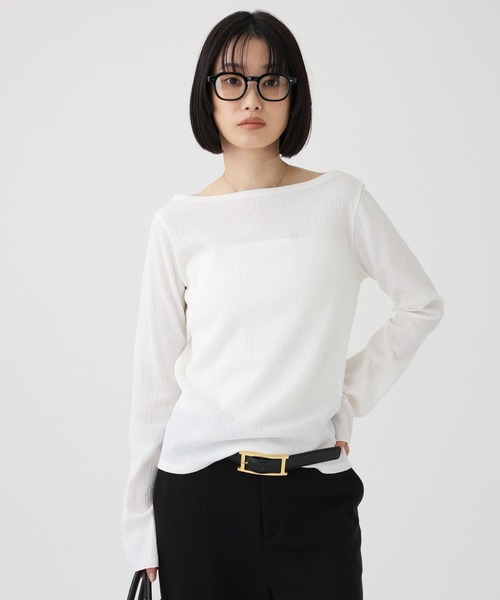 BABYLONE(バビロン)の「クレープジャージープルオーバー(Tシャツ/カットソー・レディース・ブラック/オフホワイト/レッド・フリー)」の9枚目の写真